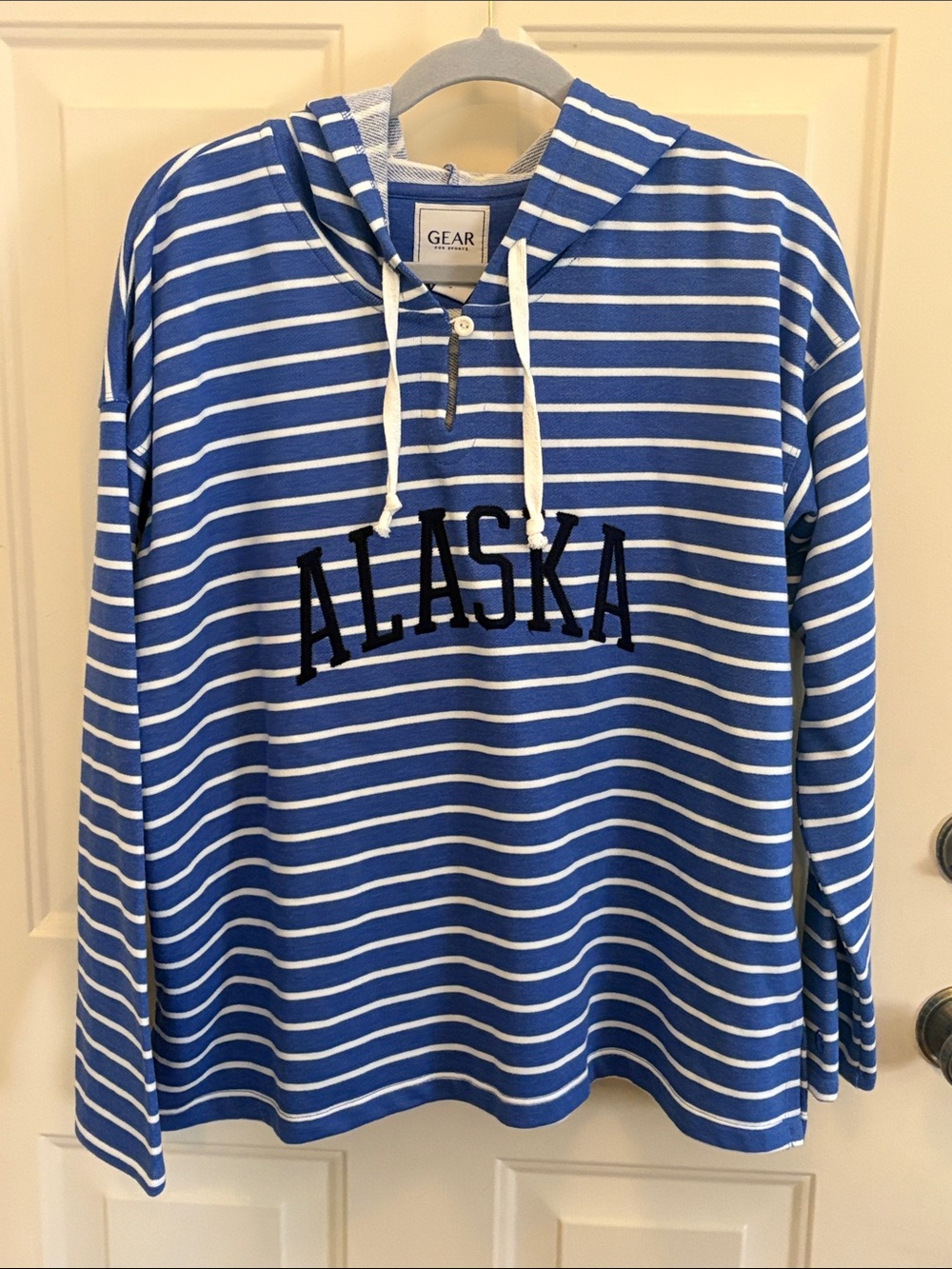 Gear Striped Hooded Pullover - Blue & White